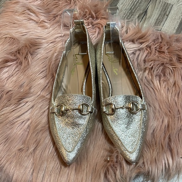Lulu’s Charlotte Gold Sparkle Flat Size 6.5 - Picture 2 of 9